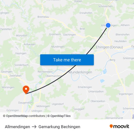 Allmendingen to Gemarkung Bechingen map