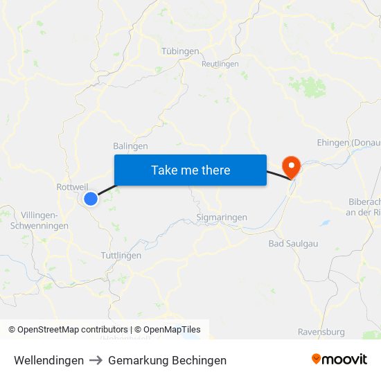 Wellendingen to Gemarkung Bechingen map