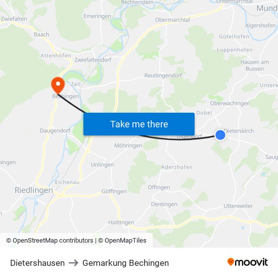 Dietershausen to Gemarkung Bechingen map