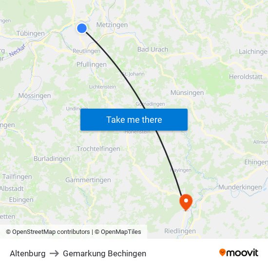 Altenburg to Gemarkung Bechingen map
