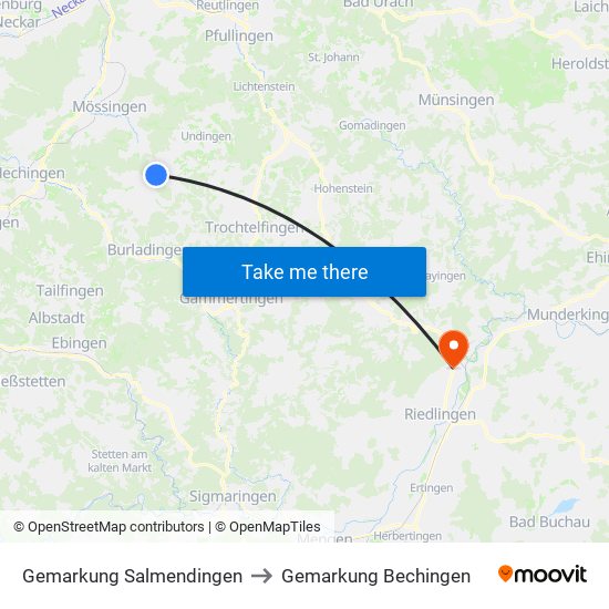 Gemarkung Salmendingen to Gemarkung Bechingen map