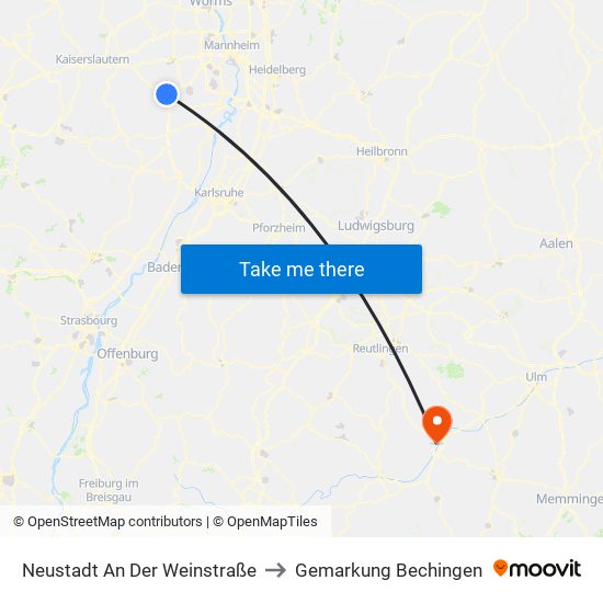 Neustadt An Der Weinstraße to Gemarkung Bechingen map