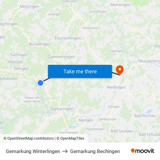 Gemarkung Winterlingen to Gemarkung Bechingen map