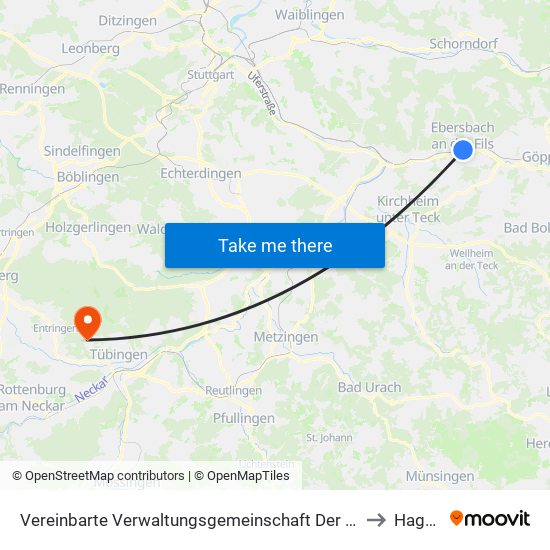 Vereinbarte Verwaltungsgemeinschaft Der Stadt Ebersbach An Der Fils to Hagelloch map