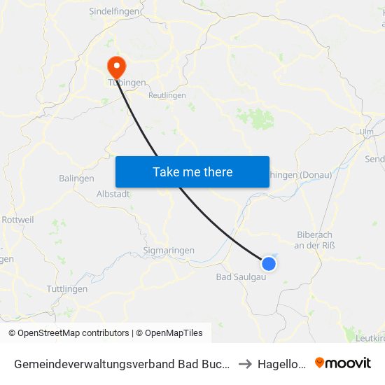 Gemeindeverwaltungsverband Bad Buchau to Hagelloch map