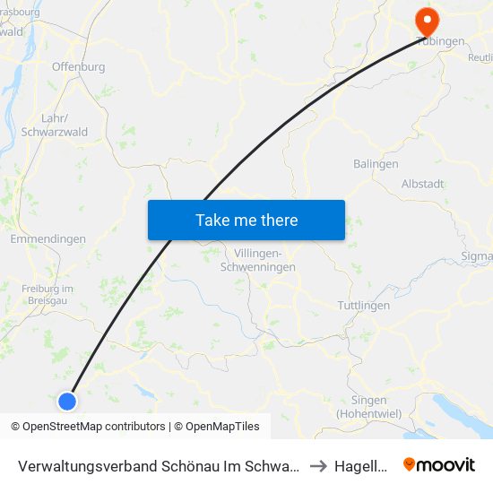 Verwaltungsverband Schönau Im Schwarzwald to Hagelloch map