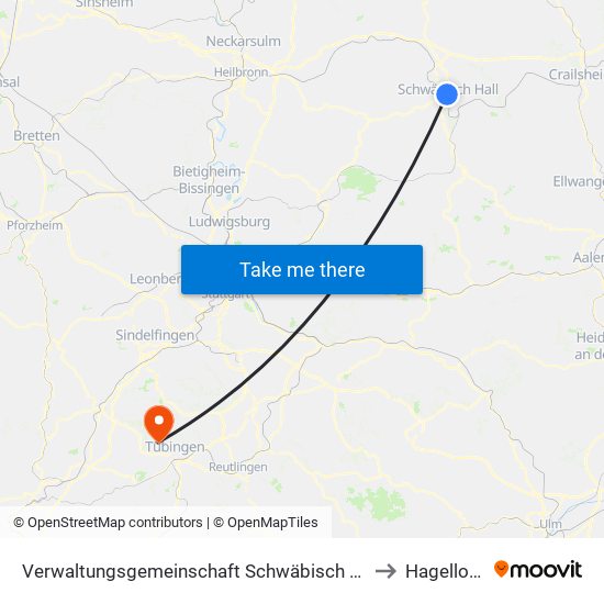 Verwaltungsgemeinschaft Schwäbisch Hall to Hagelloch map