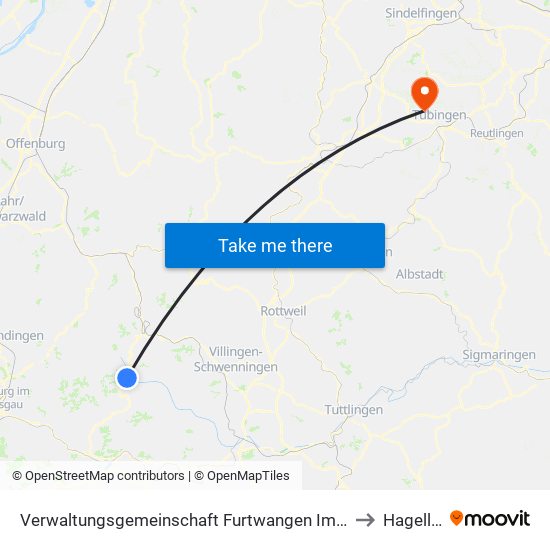 Verwaltungsgemeinschaft Furtwangen Im Schwarzwald to Hagelloch map