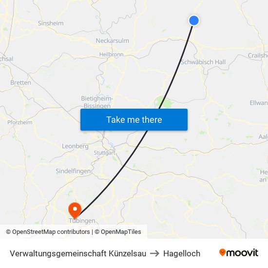 Verwaltungsgemeinschaft Künzelsau to Hagelloch map