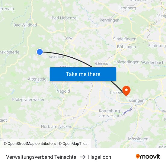 Verwaltungsverband Teinachtal to Hagelloch map