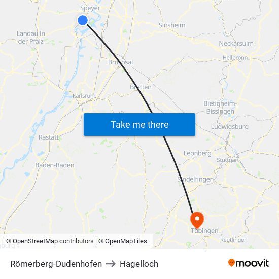 Römerberg-Dudenhofen to Hagelloch map