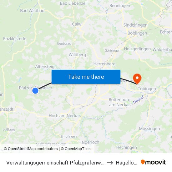Verwaltungsgemeinschaft Pfalzgrafenweiler to Hagelloch map