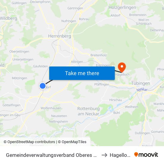 Gemeindeverwaltungsverband Oberes Gäu to Hagelloch map