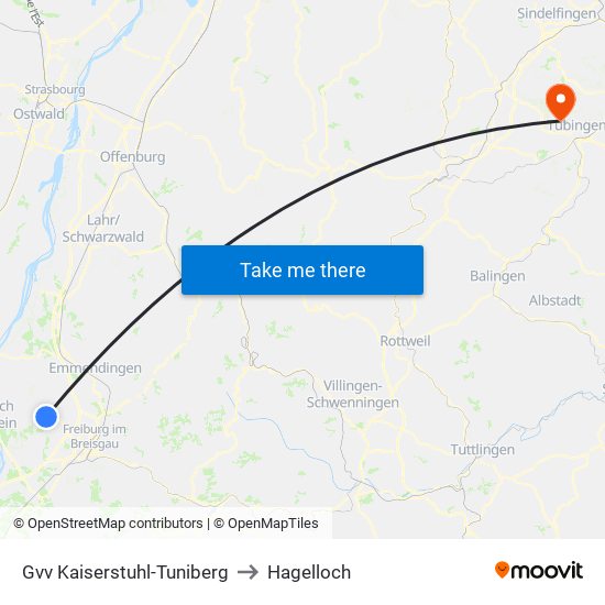 Gvv Kaiserstuhl-Tuniberg to Hagelloch map