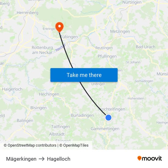 Mägerkingen to Hagelloch map