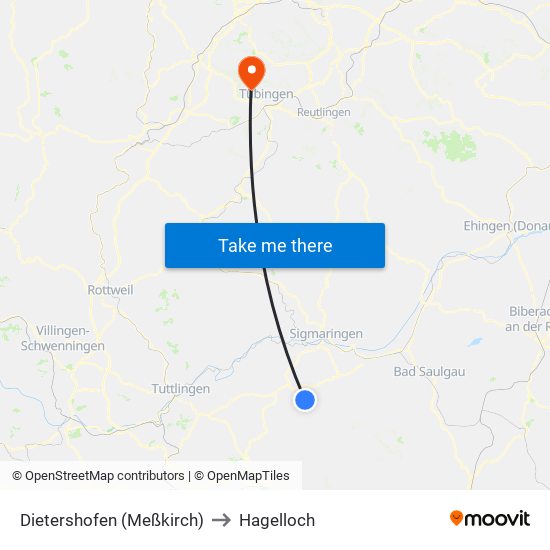 Dietershofen (Meßkirch) to Hagelloch map