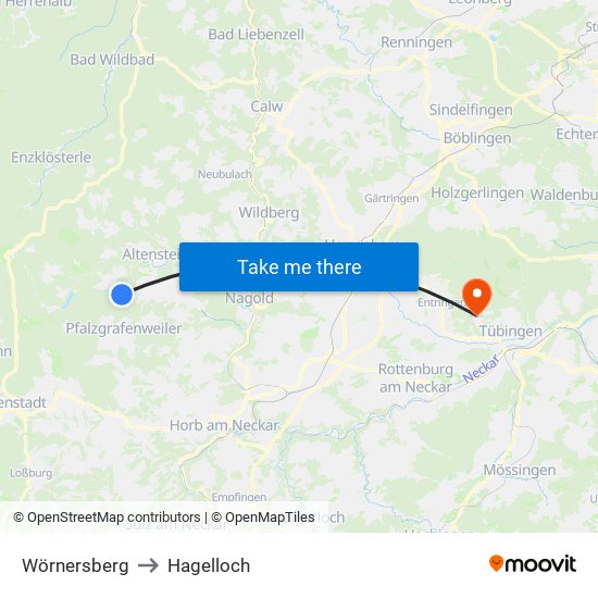 Wörnersberg to Hagelloch map