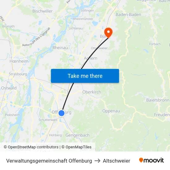 Verwaltungsgemeinschaft Offenburg to Altschweier map