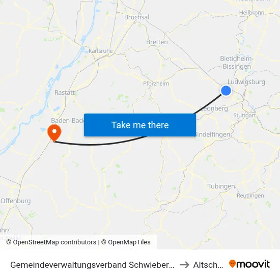 Gemeindeverwaltungsverband Schwieberdingen-Hemmingen to Altschweier map