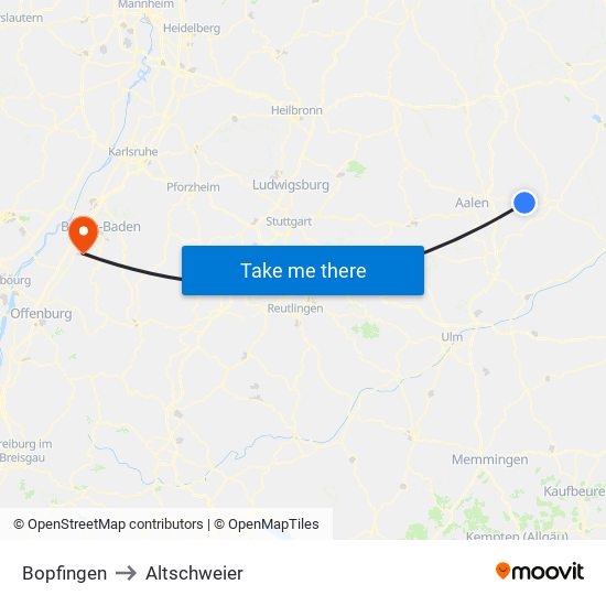 Bopfingen to Altschweier map