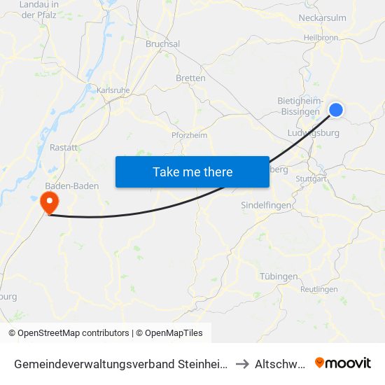 Gemeindeverwaltungsverband Steinheim-Murr to Altschweier map