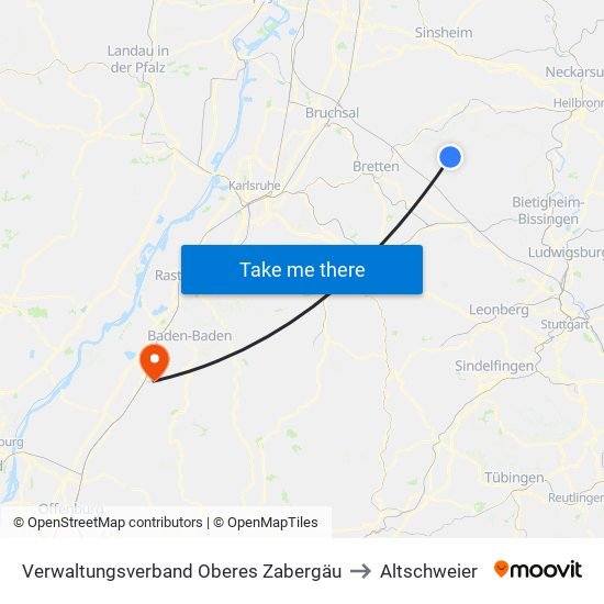 Verwaltungsverband Oberes Zabergäu to Altschweier map