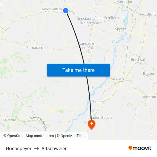 Hochspeyer to Altschweier map