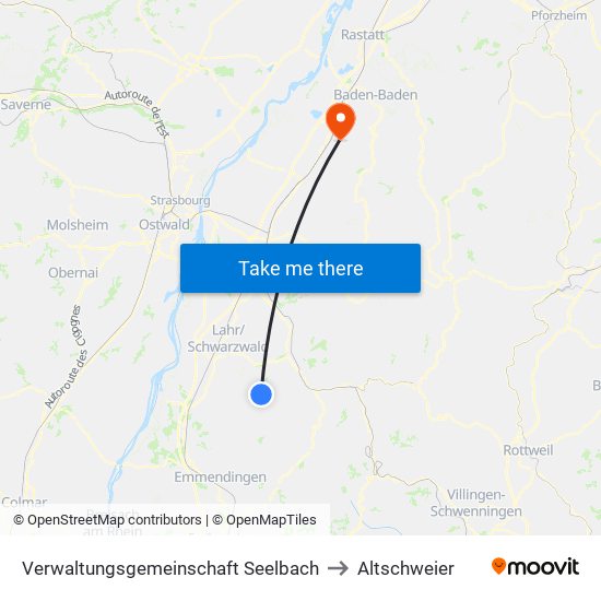 Verwaltungsgemeinschaft Seelbach to Altschweier map