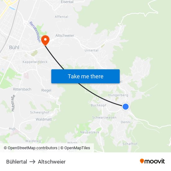 Bühlertal to Altschweier map