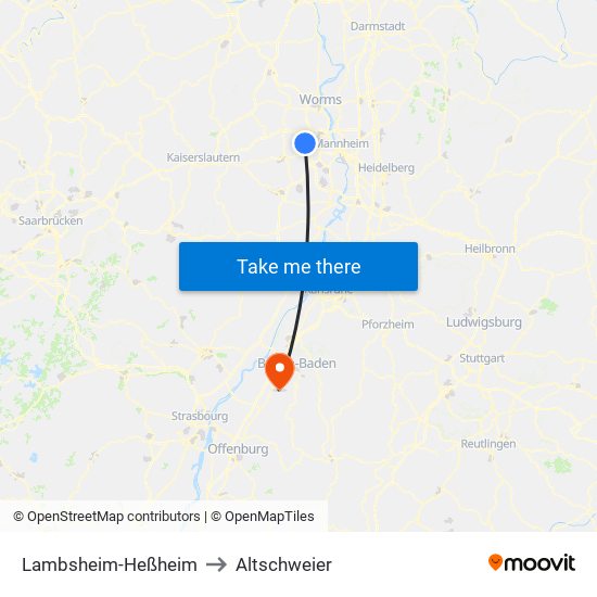 Lambsheim-Heßheim to Altschweier map