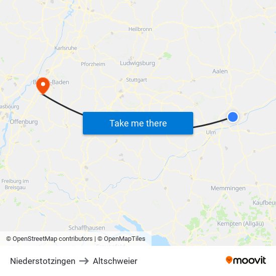 Niederstotzingen to Altschweier map