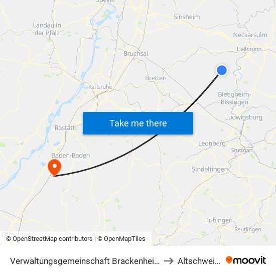 Verwaltungsgemeinschaft Brackenheim to Altschweier map