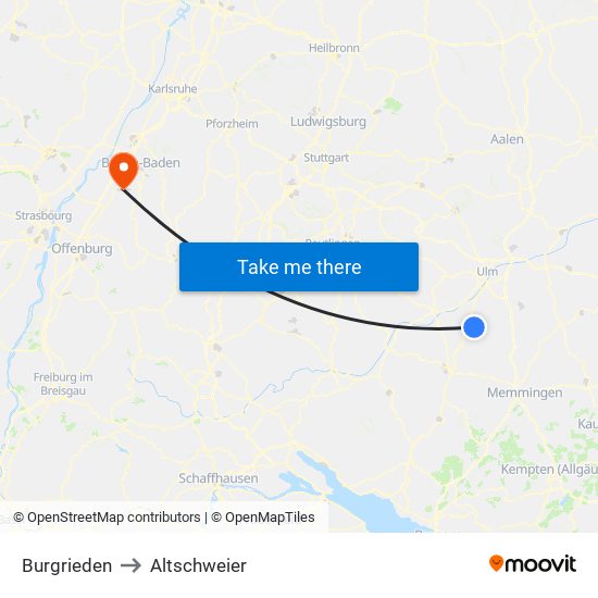 Burgrieden to Altschweier map