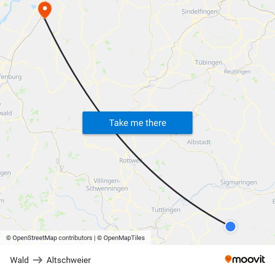 Wald to Altschweier map