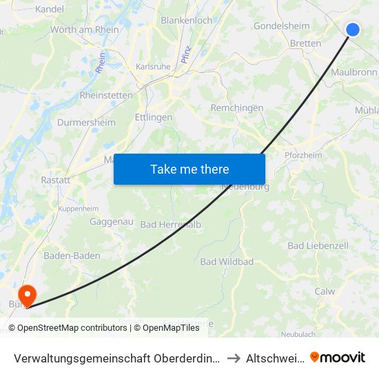 Verwaltungsgemeinschaft Oberderdingen to Altschweier map