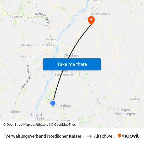 Verwaltungsverband Nördlicher Kaiserstuhl to Altschweier map