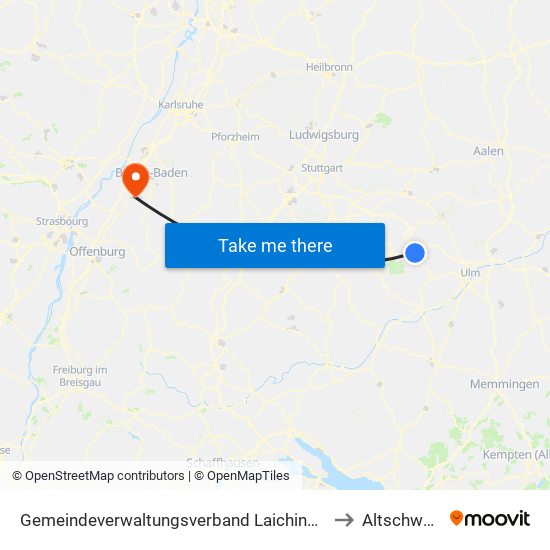 Gemeindeverwaltungsverband Laichinger Alb to Altschweier map