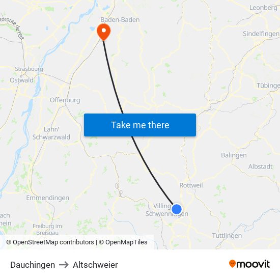 Dauchingen to Altschweier map