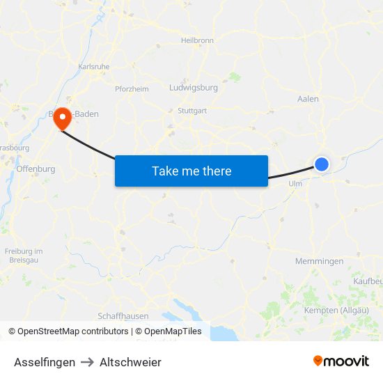 Asselfingen to Altschweier map