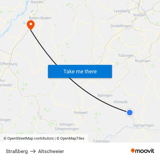 Straßberg to Altschweier map