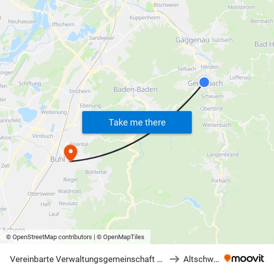 Vereinbarte Verwaltungsgemeinschaft Gernsbach to Altschweier map