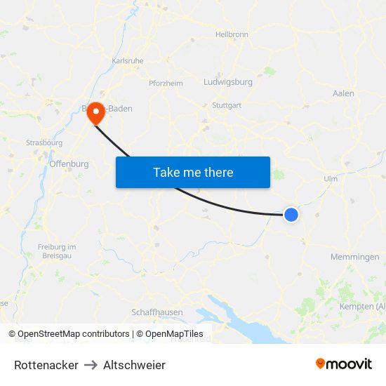 Rottenacker to Altschweier map