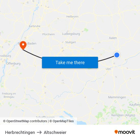 Herbrechtingen to Altschweier map