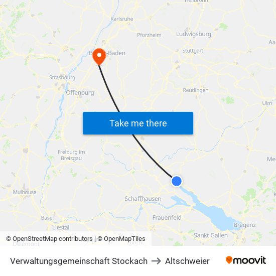 Verwaltungsgemeinschaft Stockach to Altschweier map