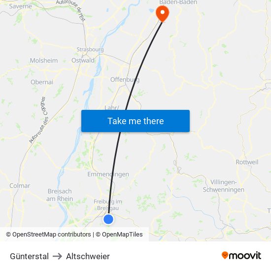 Günterstal to Altschweier map