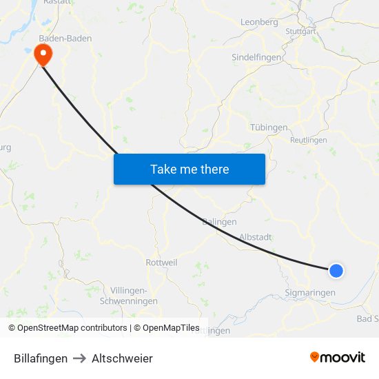 Billafingen to Altschweier map