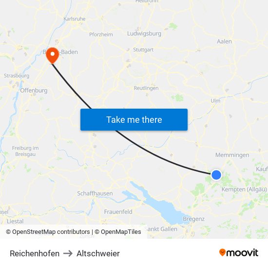 Reichenhofen to Altschweier map