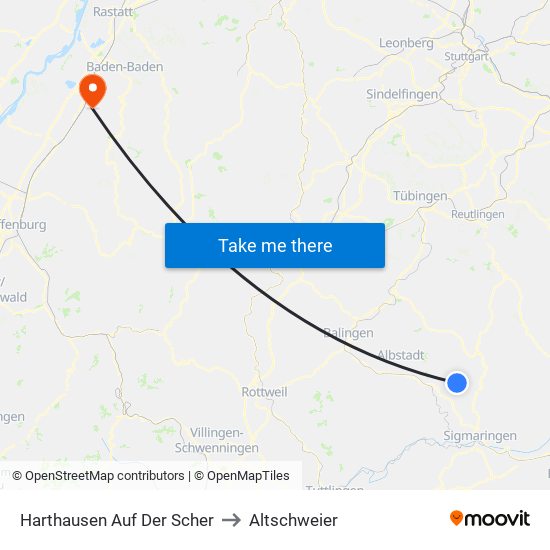 Harthausen Auf Der Scher to Altschweier map