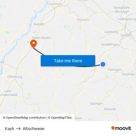 Kayh to Altschweier map