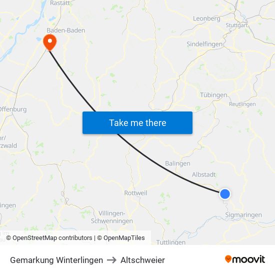 Gemarkung Winterlingen to Altschweier map